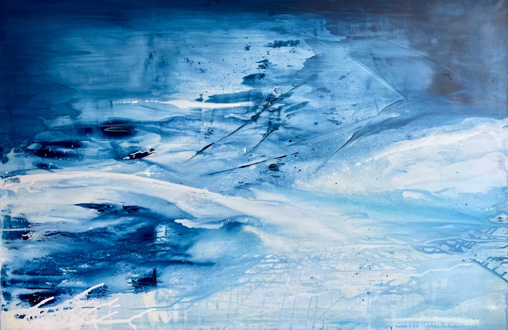 Abstrakt landksap blå / Abstract White and&nbsp;Blue