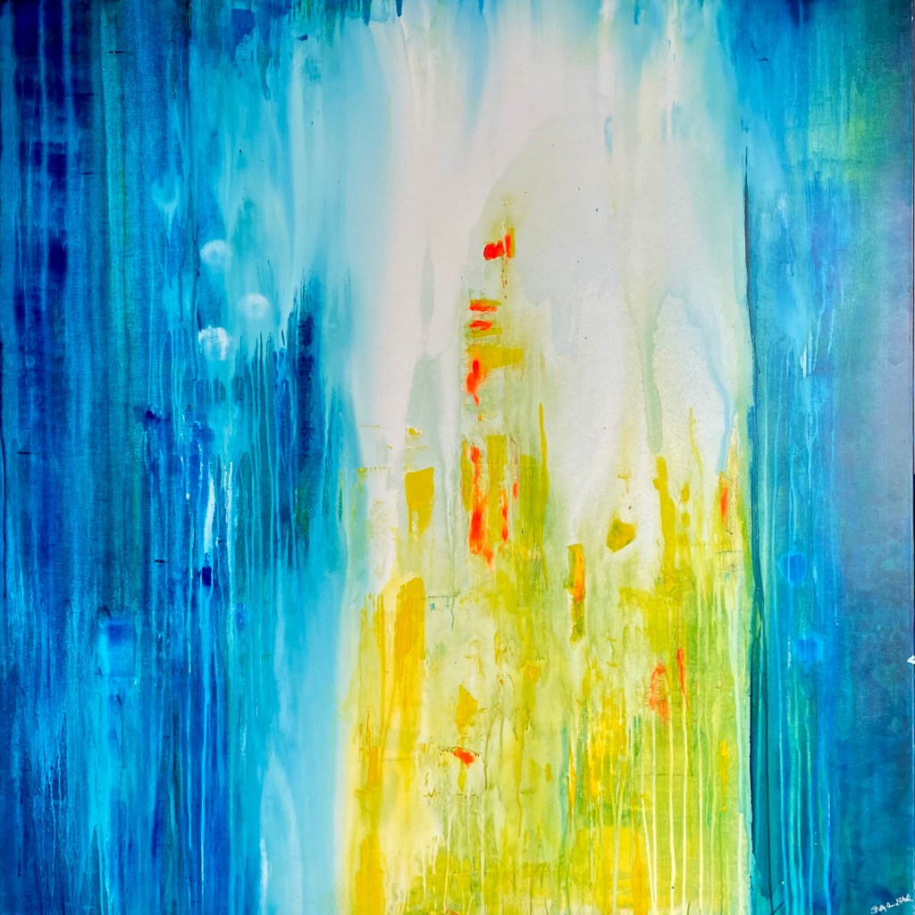 Abstrakt gul og blåtoner / Yellow and Blue&nbsp;Abstract